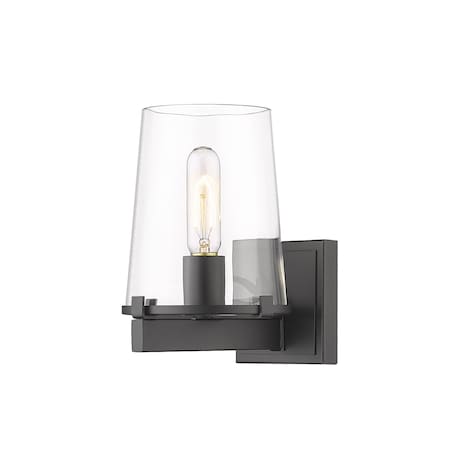 Callista 1 Light Vanity, Matte Black & Clear